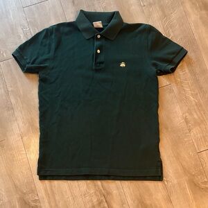 Brooks Brothers Performance Polo Green Collared Shirt Slim Fit Size Small